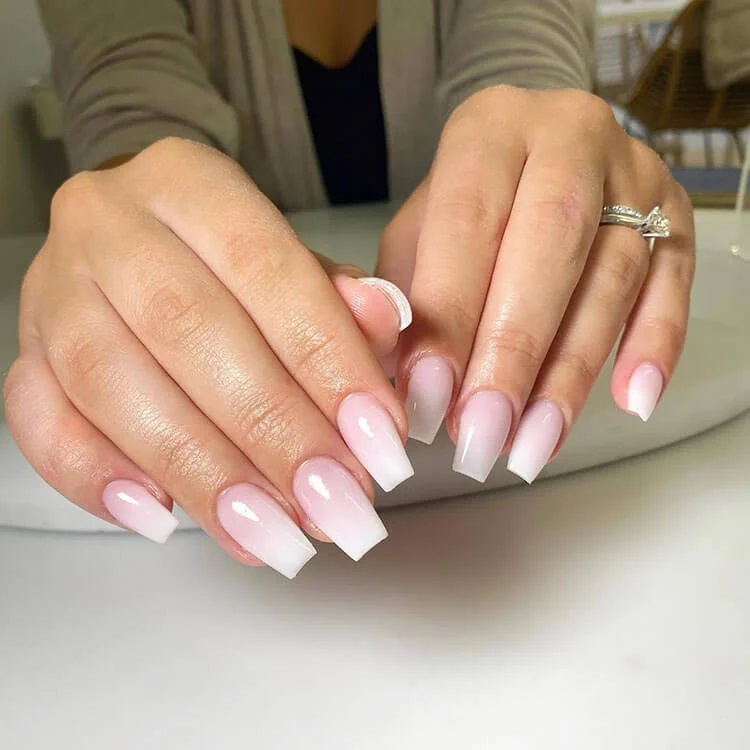Ombre Pink and White Nail Designs