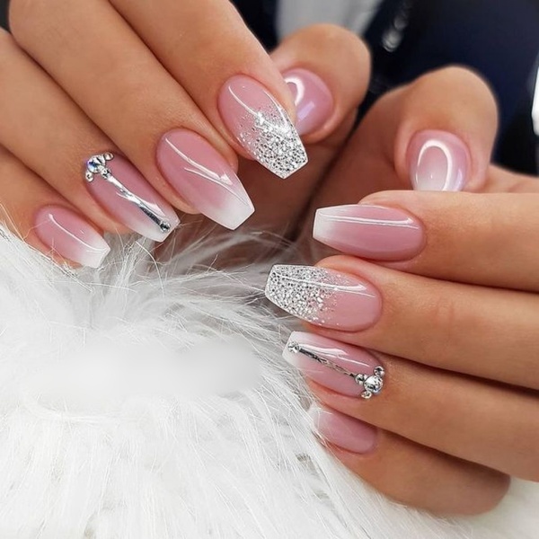 Striped Pink and White Nail Designs