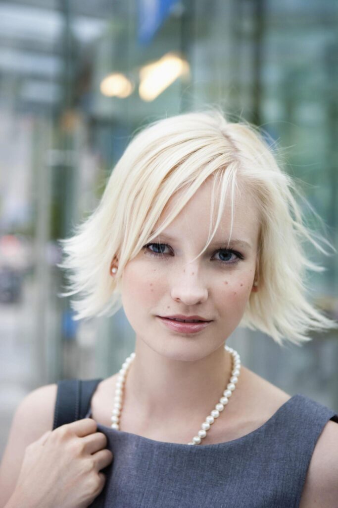Blunt Blonde Bob Cut For  Women
