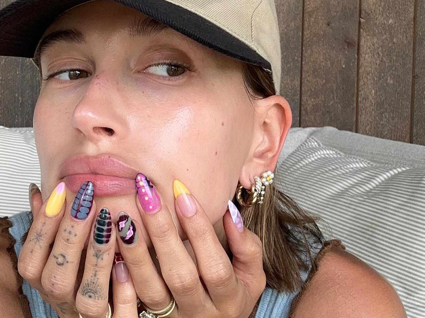 Tie Dye Hailey Bieber Nails