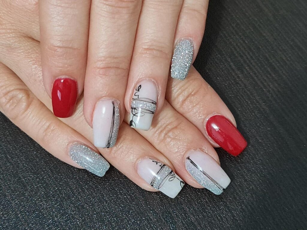 Metallic French Tip Nails