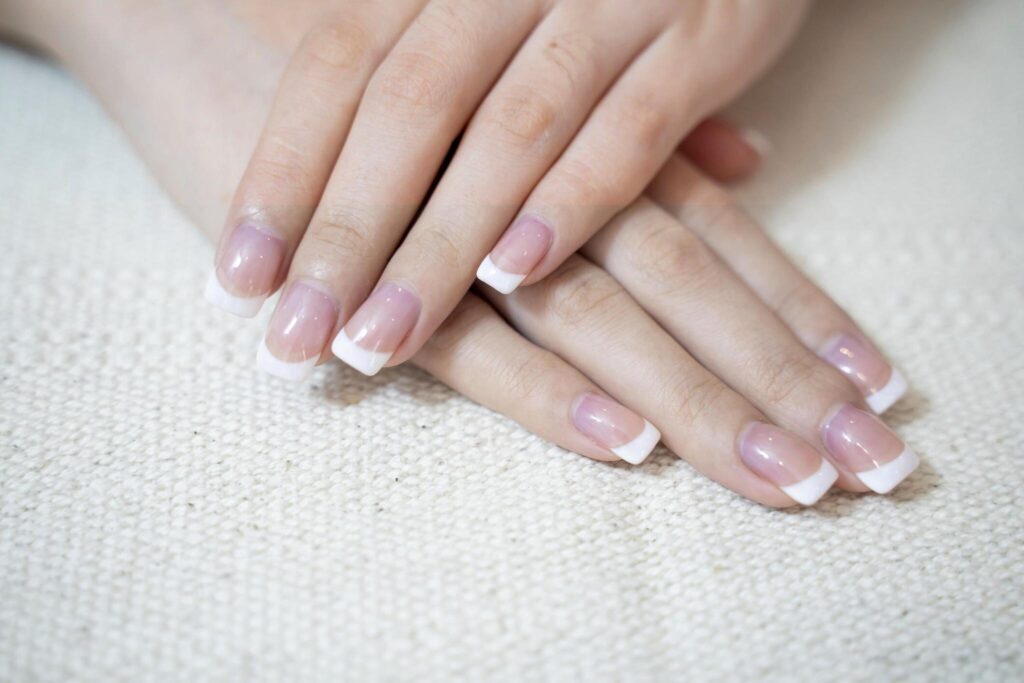 French Tips Nail Design Simple White