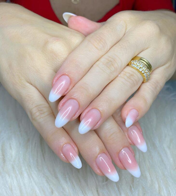 Classic Pink and White Ombre Nails
