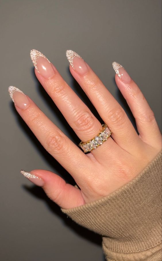Gold Acrylic Nails French Tips