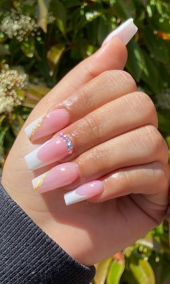 Pink and White French Tip Nail Designs