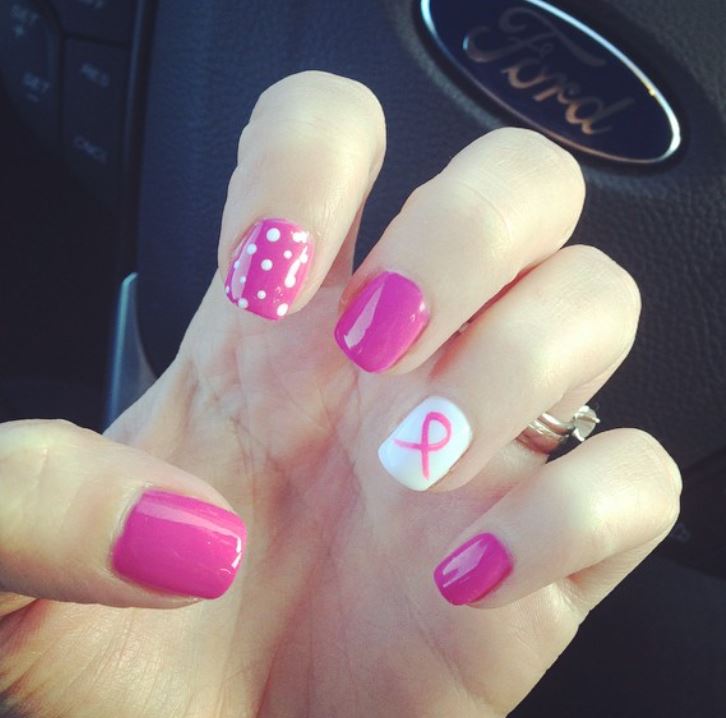 Pink and White Nail Designs Polka Dots