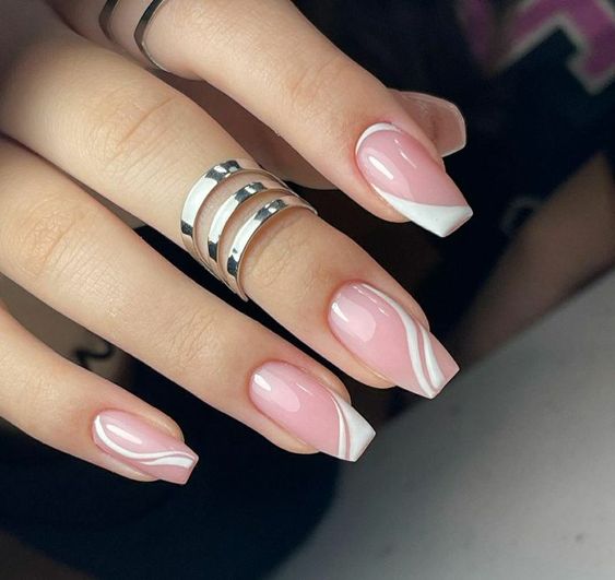 Pink and White Striped Nail Designs