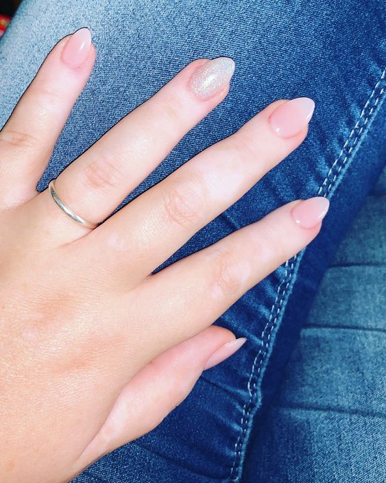 Short Pink and White Ombre Nails