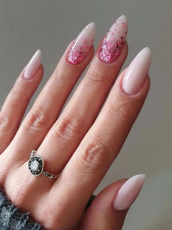 Watercolor Pink and White Nail Designs