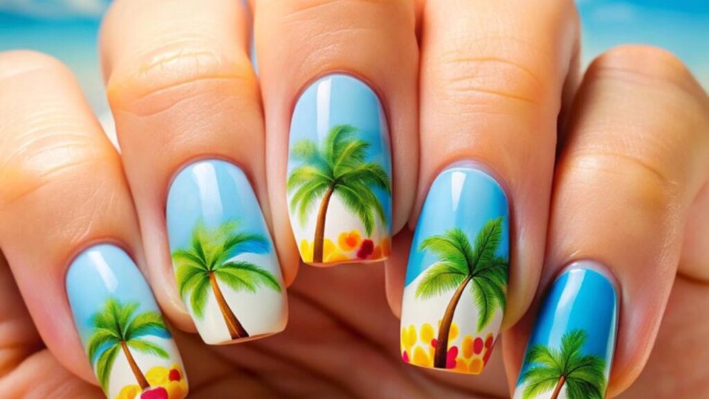 Beach french tip nails