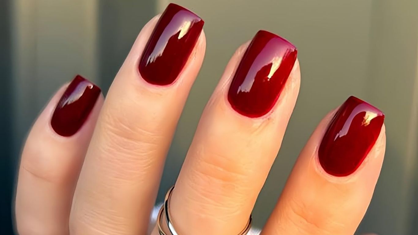 Negative Space Red Nails