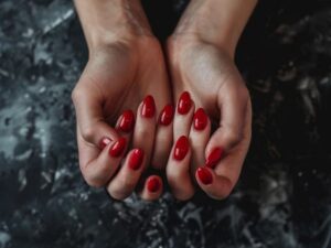 Negative Space Red Nails