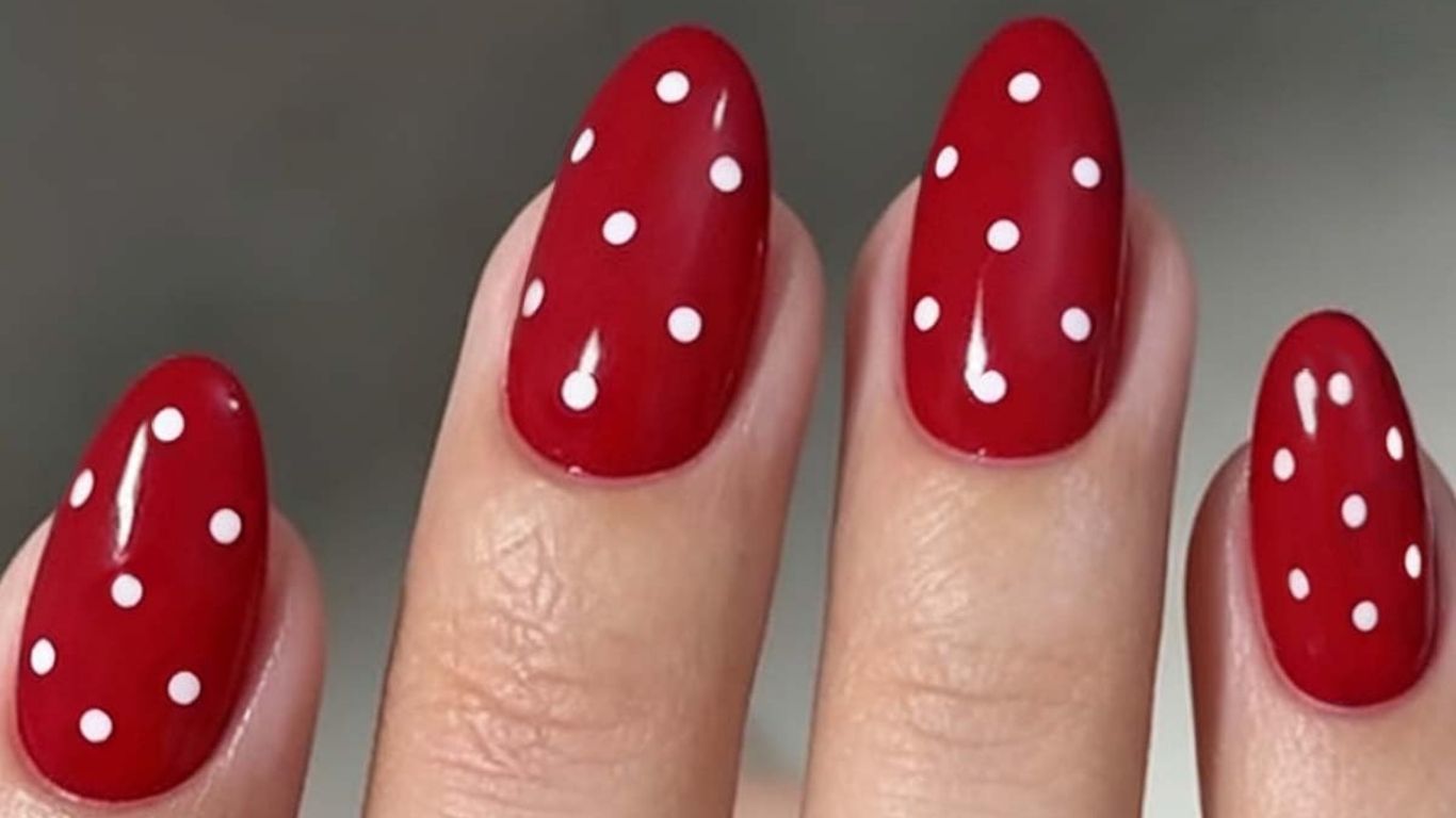 Single Red Dot Nails